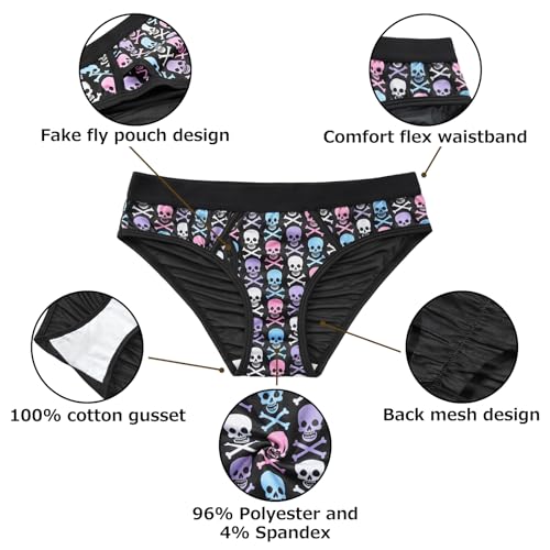 Littleforbig Women's Ladies Soft Mesh Underwear Comfortable Hipster Briefs Goth Babe 4 Pack Panties Set2