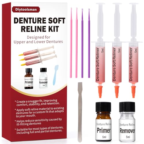 Upper and Lower Denture Soft Reline Kit – Ideal for Loose, Ill-Fitting Dentures | Denture Reline Kit for Custom Fit, Long-Lasting Comfort and Stability