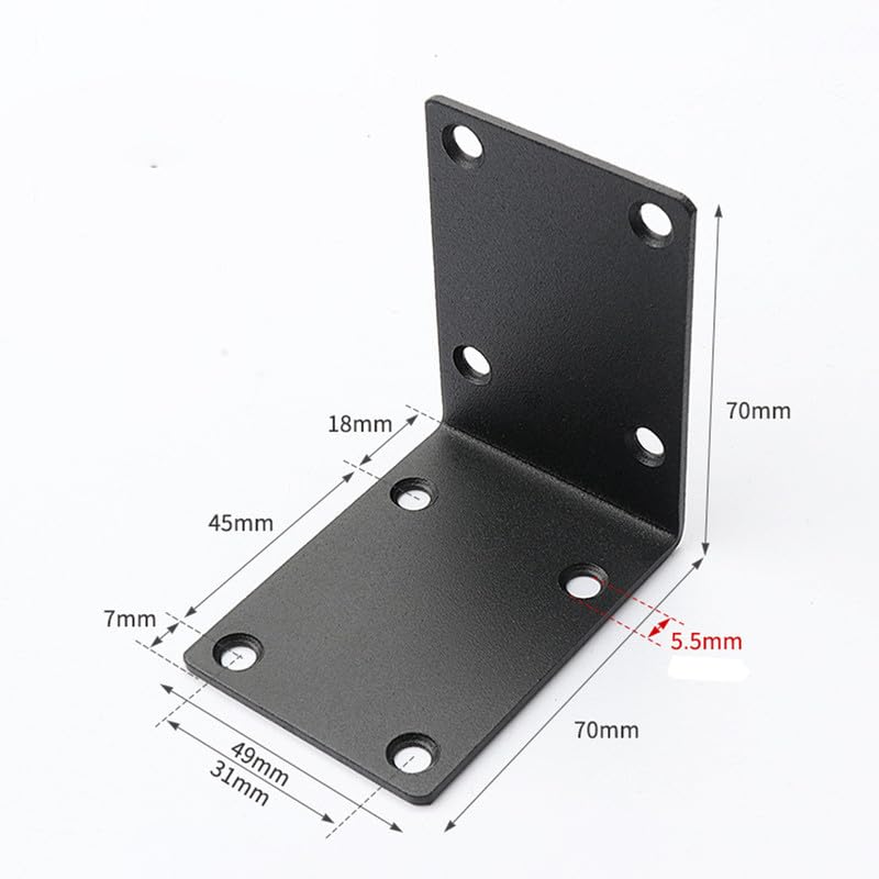 4Pcs Black Angle Brackets 70*70*50MM,L Repair Connector,Stainless Steel Angle Reinforced Metal Braces for Furniture Fixing - Image 2