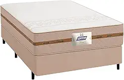 Cama Box Casal Colchão Molas Flora Bege 138x188x58cm