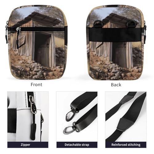 Personalized Small Crossbody Bag Water Resistant Messenger Bags Mini Old Ancient Outhouse Printing SlingBag For Men Women3