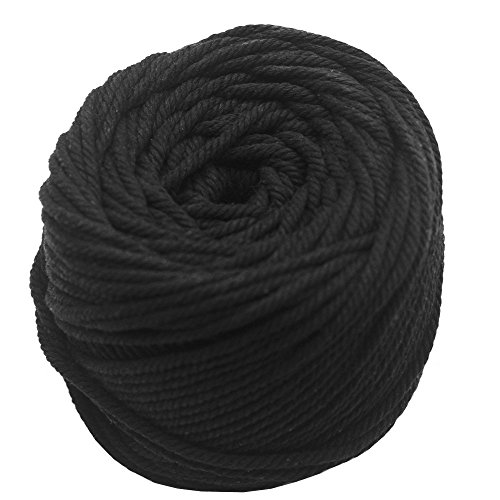 JUNICON 4 mm de diamètre cordon de coton macramé bricolage tenture murale plante cintre corde artisanat faisant des cordons à tricoter décoration de la maison, cordon en macramé noir, 109 m Cover