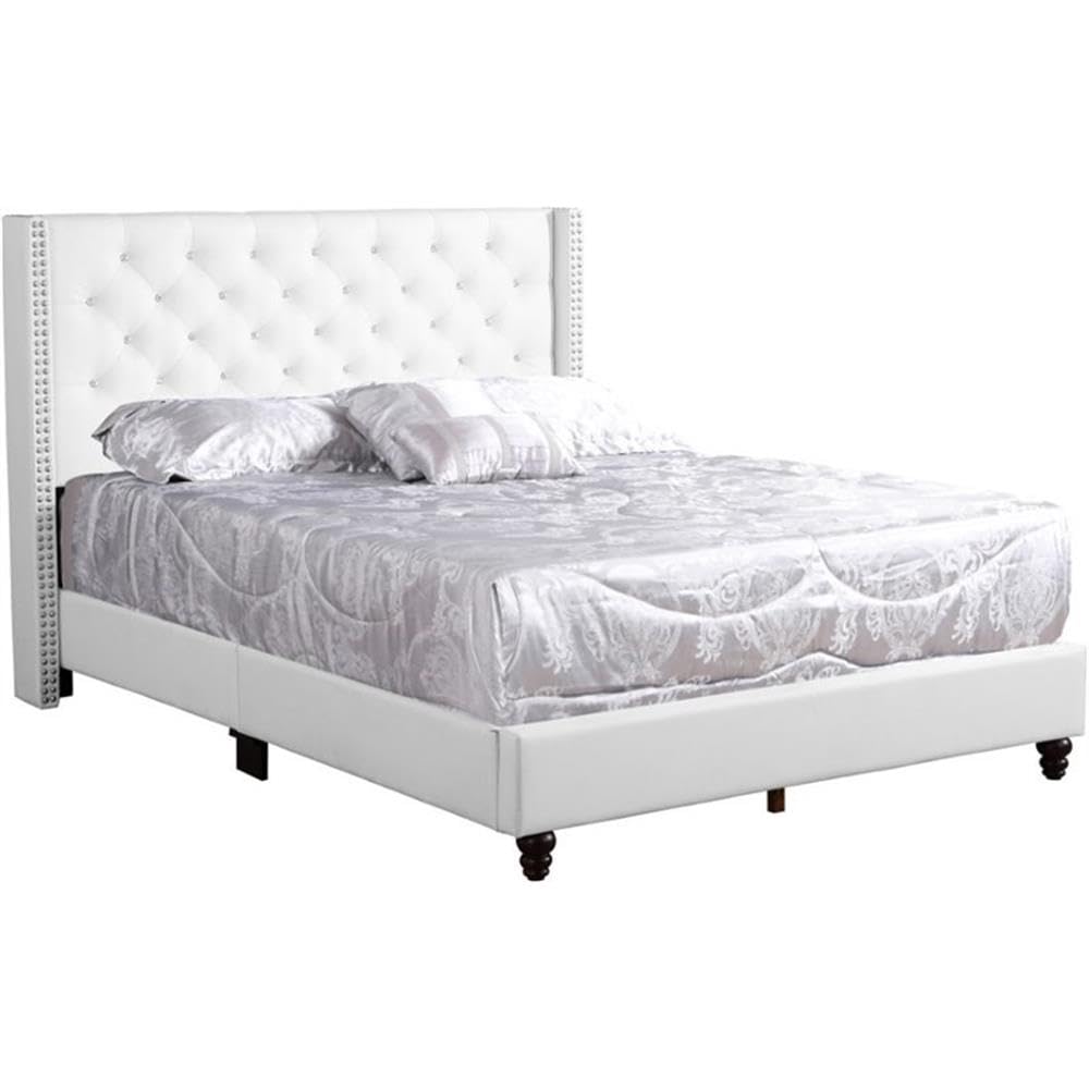 Glory Furniture Julie Faux Leather Upholstered Full Bed in White
