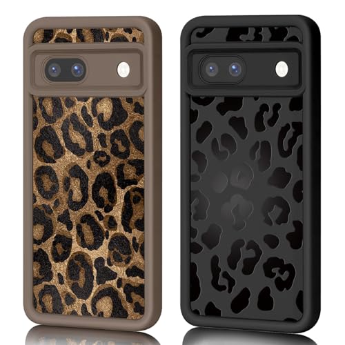 AICISINGN 2 Stück Handyhülle für Google Pixel 8A Hülle Aesthetic Leopard mit Muster Matte Case Frauen Mädchen Weich TPU Schutzhülle Stoßfest Bumper Case für Google Pixel 8A 04