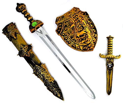 ARUNDEL SERVICES EU Épée et Bouclier avec Poignard Accessoire d'épée pour déguisements Chevalier Jouet Bouclier et épée Jouet de Guerrier épée Les Dragons