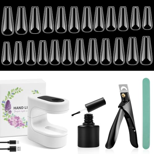 BUTBU Nageltips and Glue Gel Kit, 240 Lange Sargnagelspitzen...