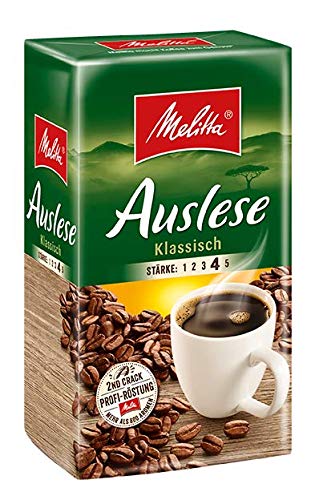 Melitta Gemahlener Röstkaffee, Filterkaffee, kräftig mit rundem Aroma, Stärke 4, Auslese Klassisch, 12er Pack (12 x 500 g)
