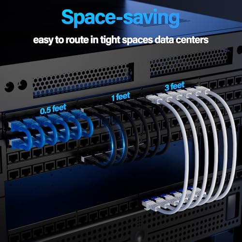 Image of Cat6A Ethernet Cable Shielded 10Gbps 0.5 ft (24 Pack), Slim Shielded (F /UTP) Ethernet Cable Cat 6, Flexible 28AWG Bare Copper Cat6 Cable, Space-saving Cat 6a Network Cable for Data Center, Black