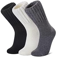SDBING Boot Socks for Women Winter Warm Soft Cozy Thick Thermal Hiking Crew Socks Gift 3 Pairs (Cream Black Gray 3 Pairs, 6-10)