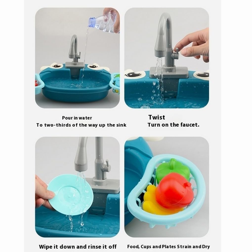 Zirkulierendes Wasser Küchenspülenspielzeug, lehrreich und unterhaltsam für Kinder, simulierte Küchenspüle ist einfach zusammenzubauen, Blau
