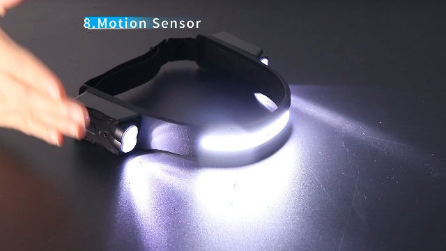 Lampe Frontale Oderra – Rechargeable, 400 Lumens, 8 Modes, Capteur Gestuel, IPX4, 2400mAh, 12h D'autonomie