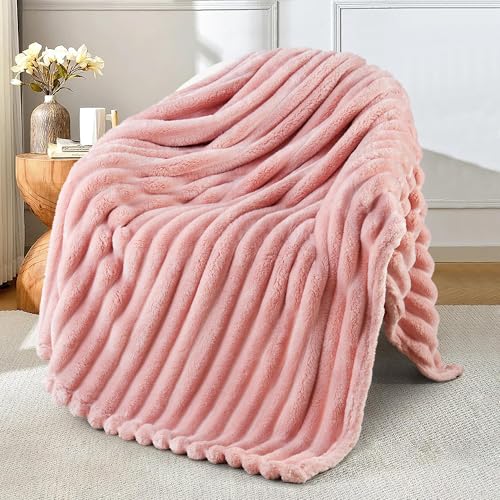 Exclusivo Mezcla Rosa Manta Sofá - Manta Franela para Cama, Manta Polar, Doble Cara Suave, Fácil Cuidado y Ultra Ligera, Todas Estaciones, 130x150 CM