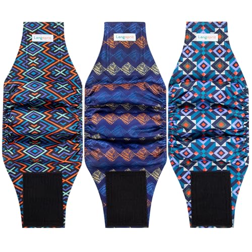 Image of Langsprit Belly Bands for Dogs - Diapers (Pack of 3) High Absorbing Dog Wraps Washable - Reusable Small- Doggy Dog Puppy Plaid-2 XS