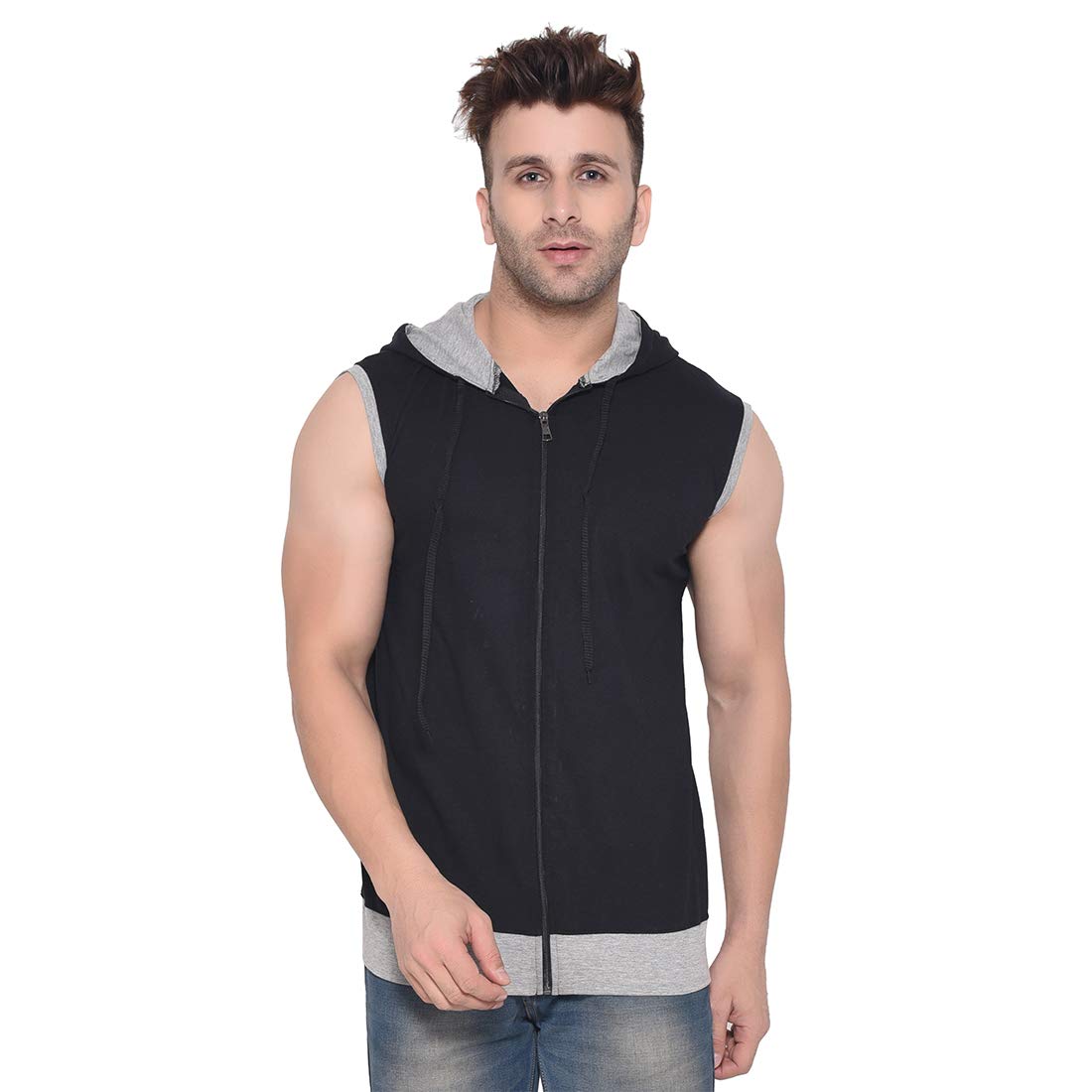 blisstone Solid Hooded Sleeveless Men's Tshirt-picture-26