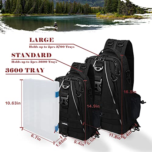Moishow Fishing Backpack With Rod Holder,Tackle Box Backpack #Black Fishing Tackle Bag - Ultralight Water-Resistant Fishing Backpack For Men (14.9 X 9.4 X 5.1 Inch) #TOP4