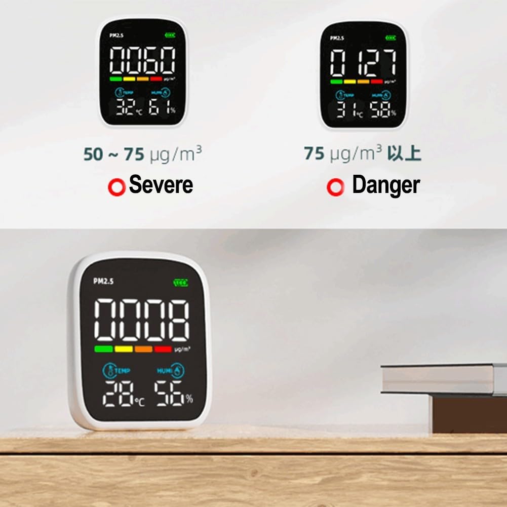 Misuratore di qualità dell'aria con controllo WiFi e app, analizzatore PM2.5 per temperatura e umidità, display digitale a LED, ricarica di tipo C (senza WiFi)