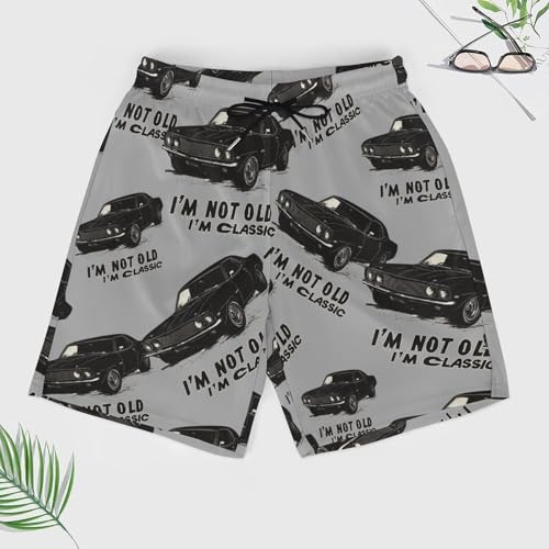 I'm Not Old I'm Classic Beach Shorts for Men Swim Trunks Quick Dry Swim Shorts with Compression Liner Pocket3