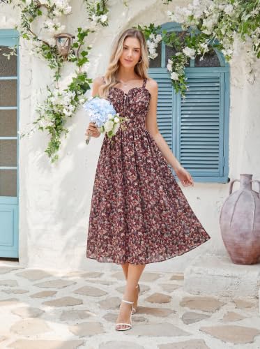 Image of Scarlet Darkness Summer Dresses for Women 2026 Floral Corset Dress Long Milkmaid Dress with Pocket