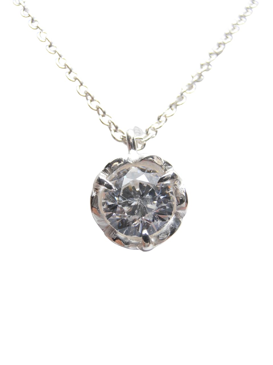 Punto Luce : Girocollo e Ciondolo in Argento 925 con Zircone taglio Brillante - Pendente - Catenina - Collana Pietra Semi-Preziosa