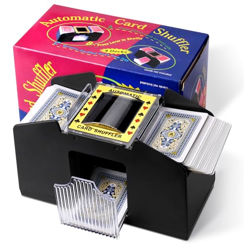 Altamejor Kartenmischmaschine, Kartenmischmaschine Elektrische für 1-4 Deck, Kartenmischer für Poker, Texas Hold Em, Omaha, Baccarat, Familienparty Clubspiel