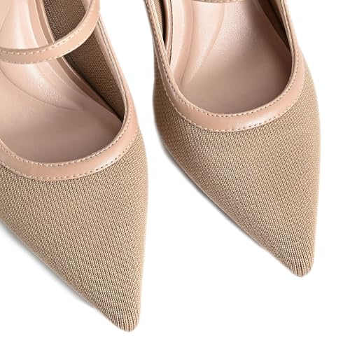 Women's Knit Pointed Toe Kitten Pumps Slingback Heels Formal Evening Wedding Party Pumps Dressy Shoes4