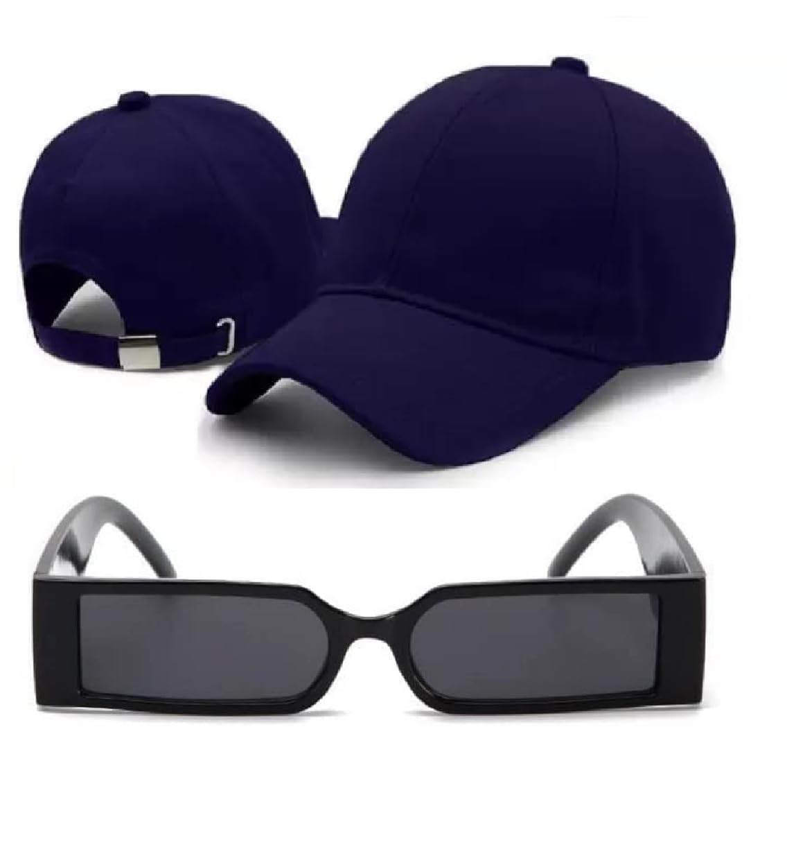 SELLORIA Plain Baseball Sport Cap Men's with Stylish Sunglass Sports Caps with Adjustable Strap Pack 2 (NAVY BLUE)