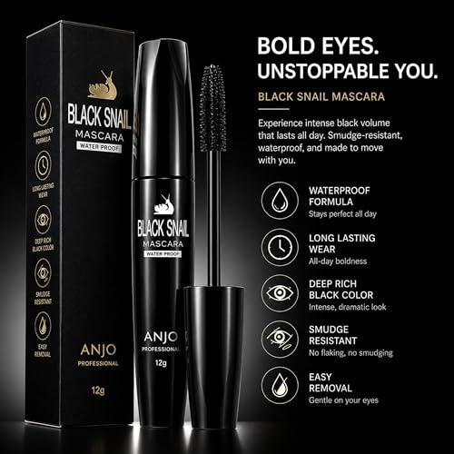 Image of ANJO Tubing Mascara Black - Waterproof Mascara Volume and Length, Smudge Proof Lash Extension Effect, Volumizing, Lengthening & Curling Eye Makeup for Women