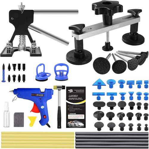 PDR TOOLS Car Dent Puller Kit 79PCS Dent Repair Tool Paintless Dent Removal Kit with Black Metal Dent Lifter and Bridge Puller for Auto Body Dent Remover Home DIY Repair