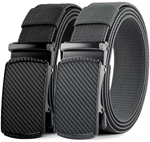 Image of DOOPAI Belt Men, elastic golf belts for men, 2 Pack Nylon Ratchet Belt Mens Belts Casual, Adjustable Trim to Fit
