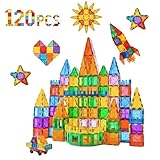 Magnetbausteine 120 Teile – Kreatives Montessori Magnetspielzeug für Kinder ab 3 Jahren Farbenfrohe, stabile Magnet Bausteine fördern Fantasie, Motorik & räumliches Denken Geschenk Jungen & Mädchen