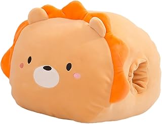 カートゥーンデザイン多機能暖手抱枕 軽量ポータブル ふんわり柔らか読書昼寝用クッション オフィスや自宅用休息枕