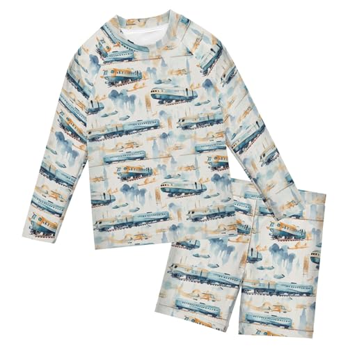 Train Toy Cute Baby Boys' Toddler Long Sleeved Rashguard Swim Bathing Suit Set B0402740