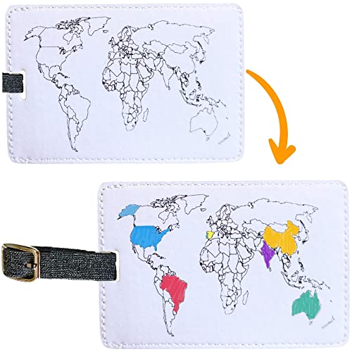Paint-Over World Map Luggage Tag TSA Approved