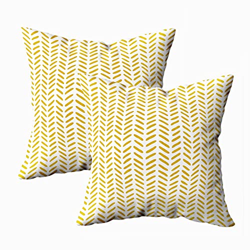 TOMWISH Sketch Herringbone Pattern Hidden Zippered 18X18Inch Set of 2 Decor Throw Cotton Pillow Case Cushion Cover for Home Décor
