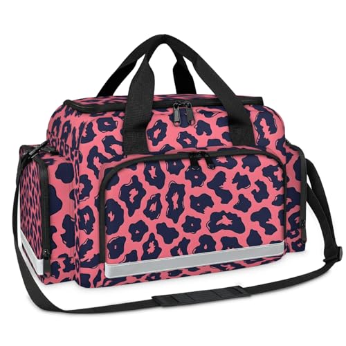 GzLeyigou First Aid Bags Empty, Glamorous Leopard Print Emergency Bag First Aid Kit Multiple Compartment Kit Carrier On Call Trauma Bag For Paramedics Emergency Medical Supplies Kit