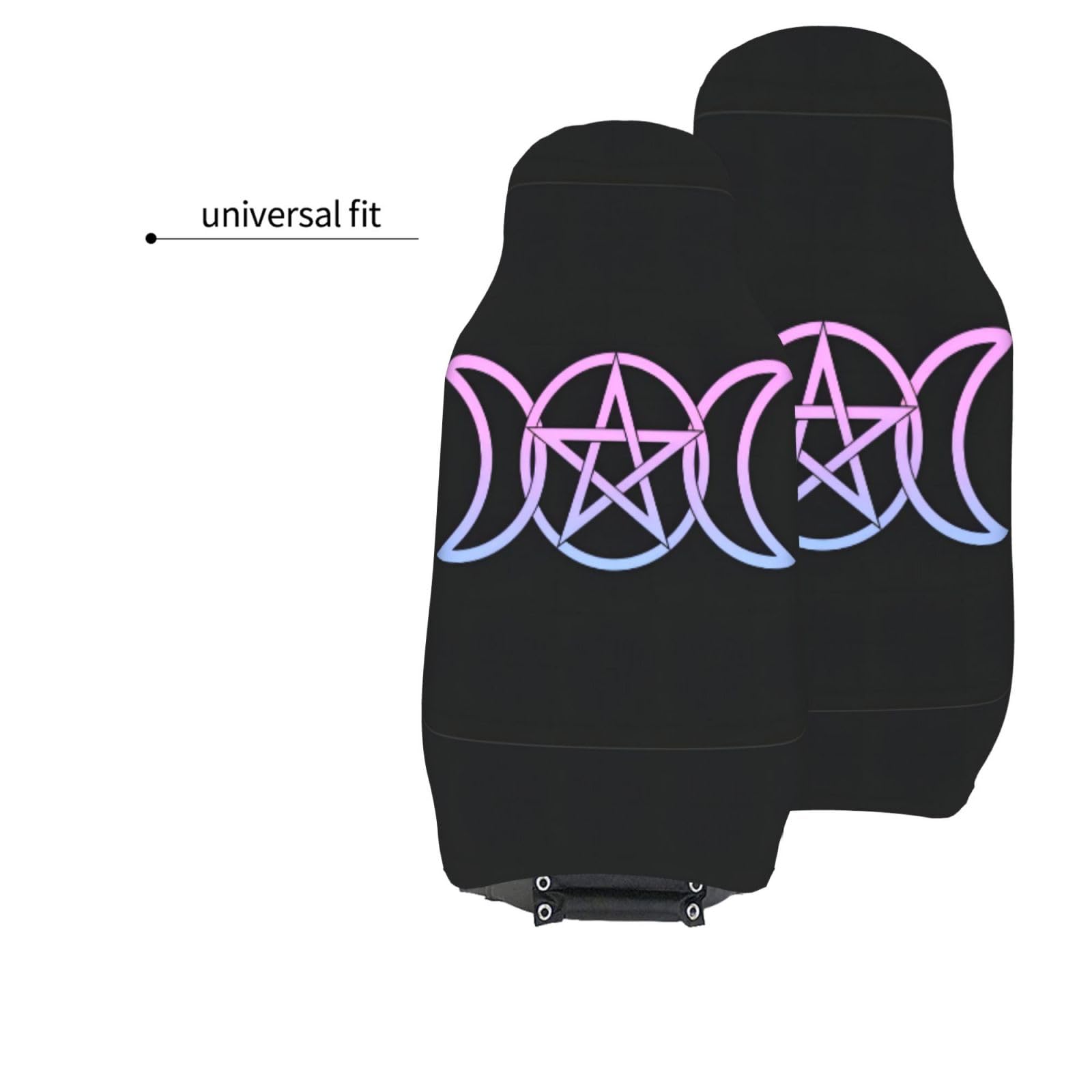 Wicca Wiccan Triple Moon & Gaia Pattern Car Seat Covers (2-Pack) - Universal Fit Front Seat Protectors For Most Cars, SUVs, Trucks