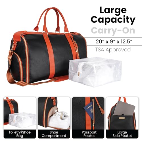 Luhxe Travel Convertible Carry On Garment Bag with Shoe Pouch & Detachable Shoulder Strap - Charcoal2