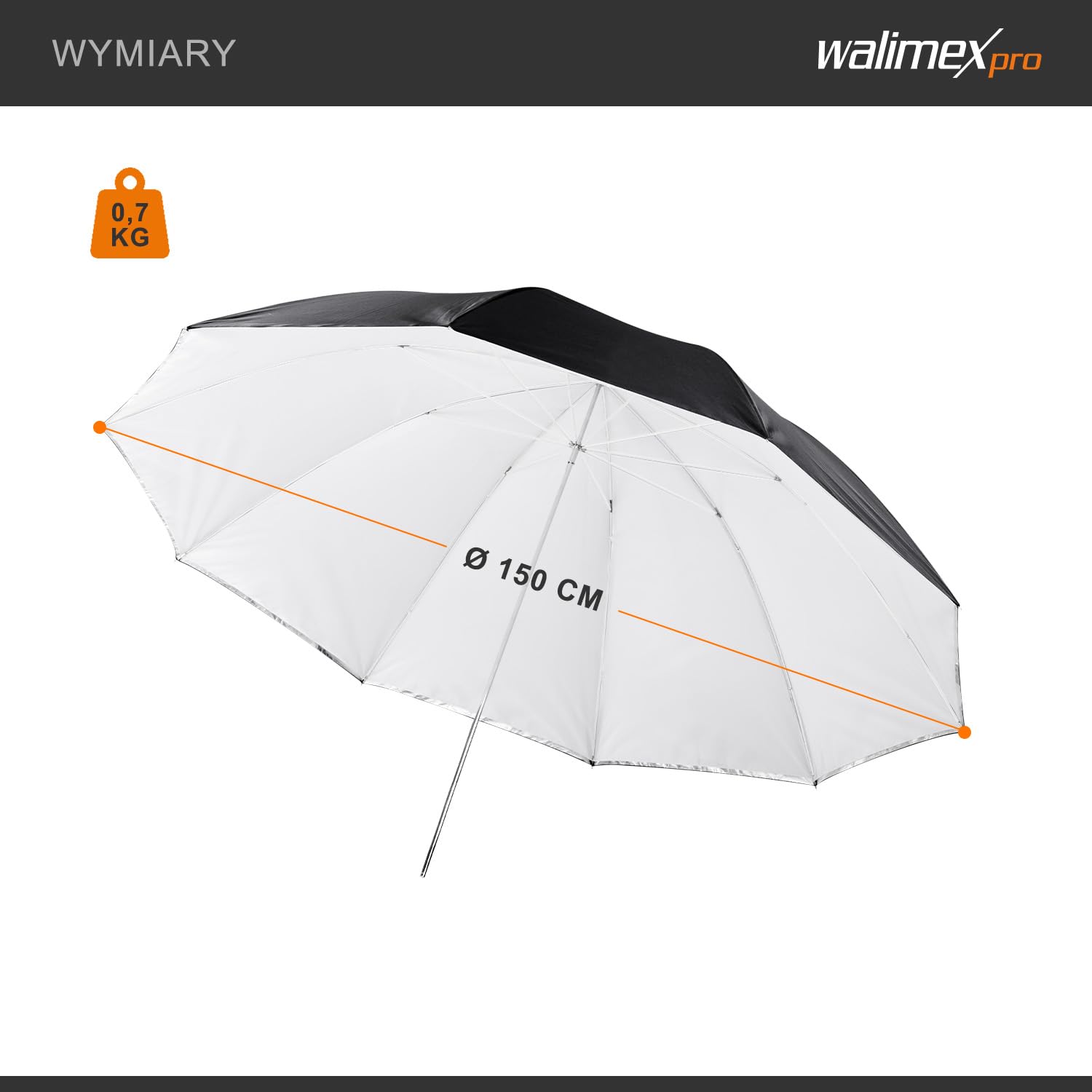 Walimex Pro parasol odblaskowy 2 w 1, biały, 150 cm