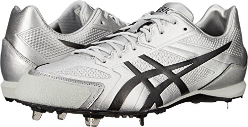 ASICS Men's Base Burner Baseball Shoe, Silver/Black, 6.5 M US