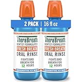 TheraBreath Fresh Breath Mouthwash, Icy Mint Flavor, Alcohol-Free, 16 Fl Oz (Pack of 2)
