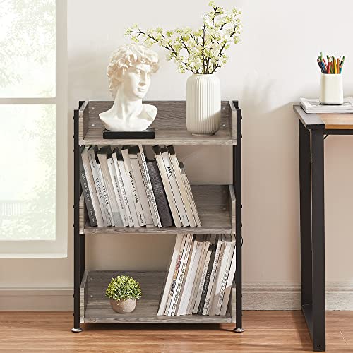 Vecelo 3-Tier Bookcase,Small Storage Shelves,Industrial Shelving Unit For Living Room,Bedroom,Classroom,Brown #TOP1