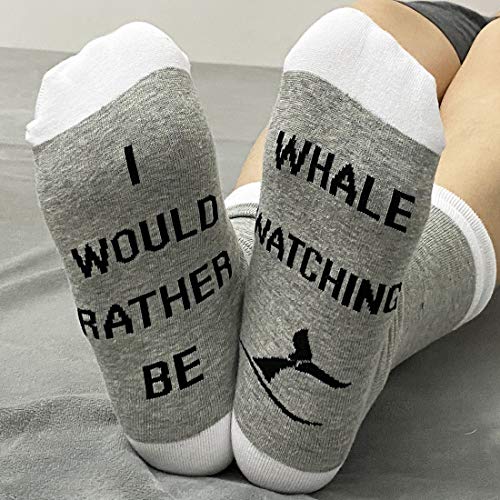 JXGZSO 2 Pairs Whale Lover Socks Whale Lover Gift I Would Rather Be Whale Watching Socks4