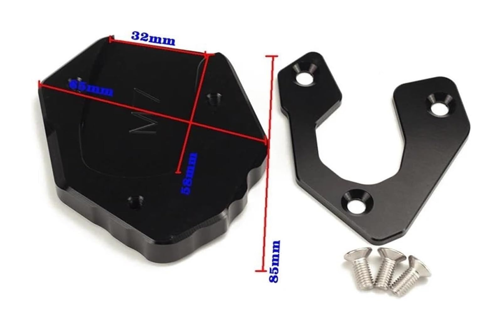 Motorrad Seitenständer Für Yamaha Für MT07 2014-2022 Anti-Rutsch Motorrad Extender Kickstand Polster Seitenständer Vergrößern Ständerpolster(Titanium)
