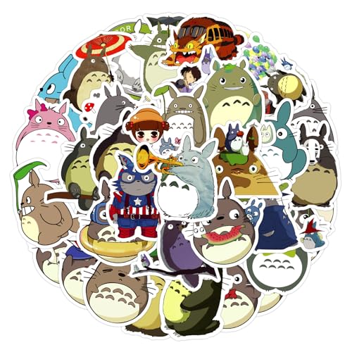 50Pcs My Neighbor Totoro Sticker for Kids Cute Anime Cartoon Waterproof Vinyl Stickers for Adult Teen Girl Student Water Bottle Laptop Phone Computer Guitar Notebook Skateboard Travel Case Scrapbook