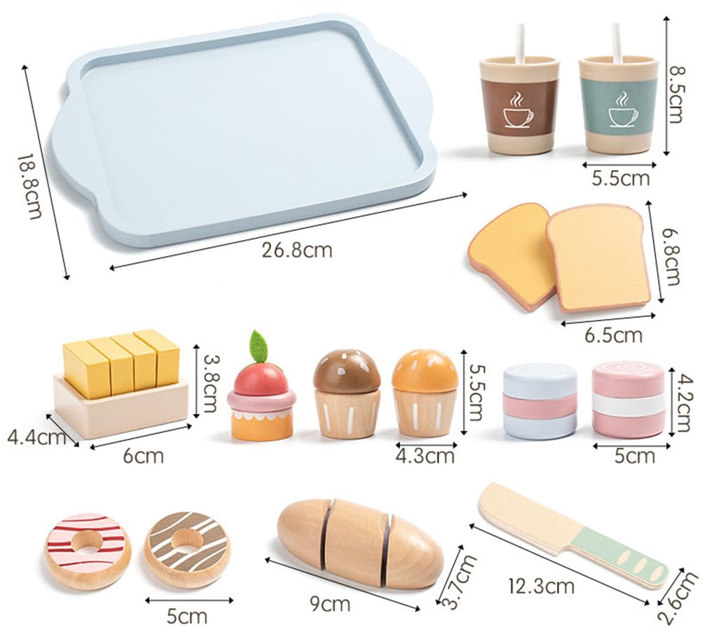 Set de Comida de Desayuno de Madera para Jugar, Juguete Educativo de Juego de Roles