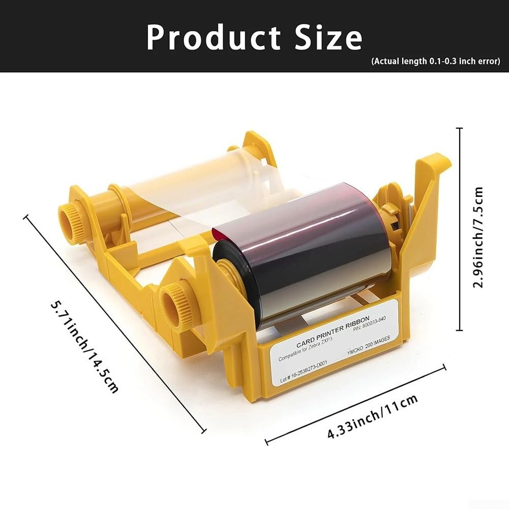 Cinta de color YMCKO 800033-840 para impresora Zebra ZXP Series 3, 200 impresiones, cinta de transferencia térmica para tarjeta de identificación con superposición protectora