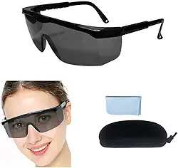 Óculos de proteção contra luz UV, UVC 400 óculos de proteção com bloqueio de luz azul, Ansi Z87 com hastes ajustáveis, óculos de sol sombreados à prova de estilhaçamento, resistentes a arranhões, cor