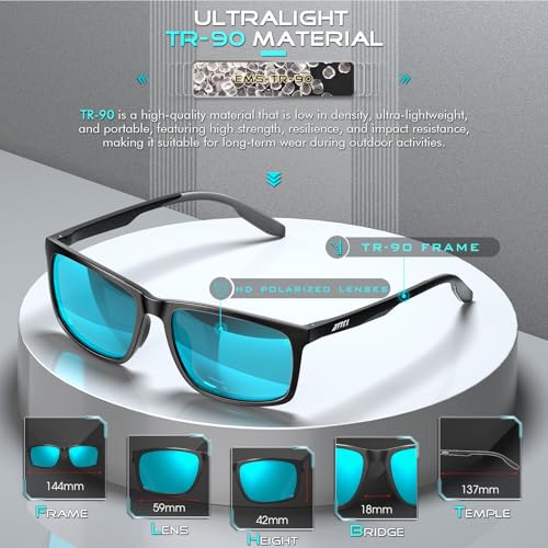 Image of ATTCL Men's Polarized Sunglasses UV400 Protection, Square TR90 Frame for Driving, Golf, and Outdoor Activities