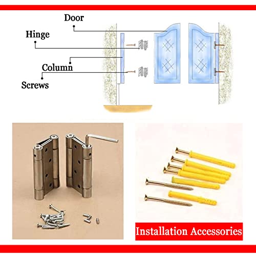 Louvered Café Interior Swing Solid Wood Door,Wooden Swinging Cowboy Door,Self Closing Double Action Swinging Door for Cafe Saloon Pub Doors Gate,Metal Hinges,Custom,B,W80xH90cm(31x35in)