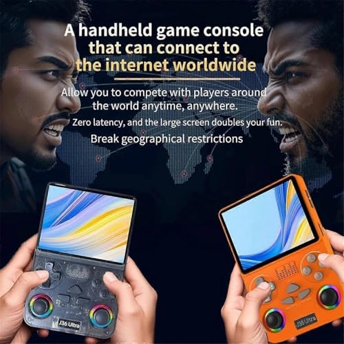 Image of J36 Ultra Handheld Gaming Console, Orange, RGB Dual Joysticks, Portable Retro Game Player Multicolour as per availibility